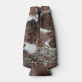 Western Country Cowhide Türkis Brown Leather Flaschenkühler (Rückseite)