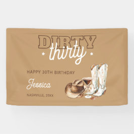 Western Country Dirty Thirty 30th Birthday Party Banner