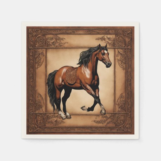 Western Country Equine Reitpferd Party Serviette (Vorderseite)