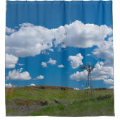 Western Country Farm Vintag Windmühle Duschvorhang (Vorderseite)