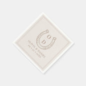 Western Country Horseshoe Brown Monogram Wedding Serviette (Ecke)