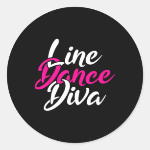 Western Country Line Tanz Diva Frauen Geschenklini Runder Aufkleber
