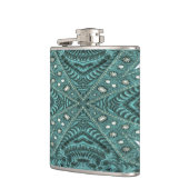 Western Country Mode Aquamarin Türkisblau Leder Flachmann (Links)