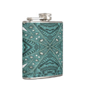 Western Country Mode Aquamarin Türkisblau Leder Flachmann (Rechts)