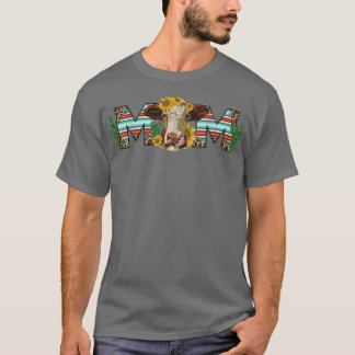 Western Country Mother Heifer Cow Mom Cow With Sun T-Shirt