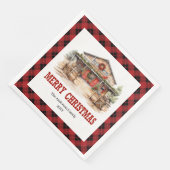 Western Country Red Black Plaid Paper Napkins Serviette (Ecke)