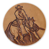 Western Country Reiten Rodeo Cowboy Keramikknauf (Vorderseite)