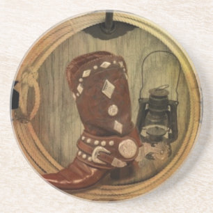 Western Country Rodeo Cowboy Stiefel Lasso Seil Untersetzer