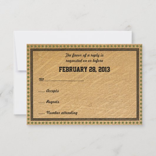 Western Country Rodeo Wedding RSVP Cards Karte (Vorderseite)