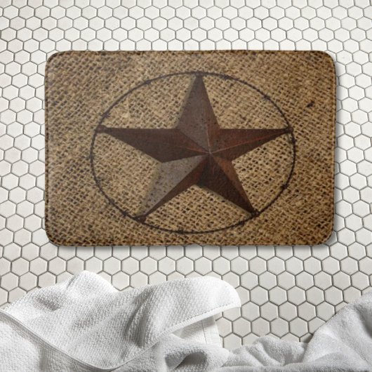 Western Country Rustic Burlap Primitive Texas Star Badematte