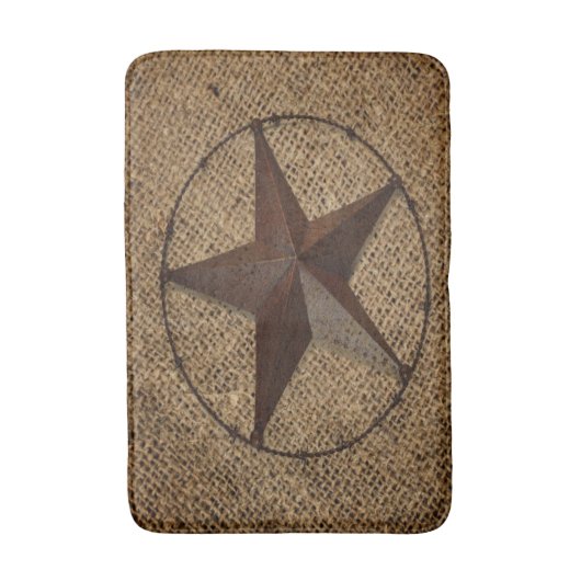 Western Country Rustic Burlap Primitive Texas Star Badematte (Vorderseite Vertikal)