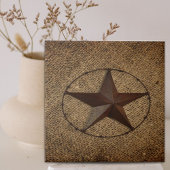 Western Country Rustic Burlap Primitive Texas Star Fliese