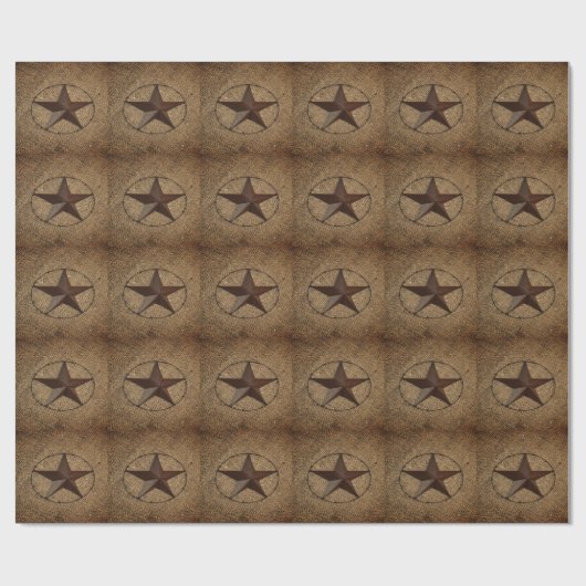 Western Country Rustic Burlap Primitive Texas Star Geschenkpapier (Flach)