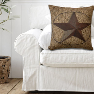 Western Country Rustic Burlap Primitive Texas Star Kissen