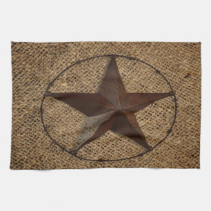 Western Country Rustic Burlap Primitive Texas Star Küchentuch