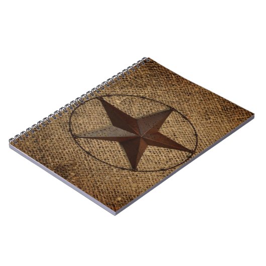 Western Country Rustic Burlap Primitive Texas Star Notizblock (Linke Seite)