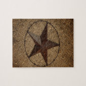 Western Country Rustic Burlap Primitive Texas Star Puzzle (Horizontal)