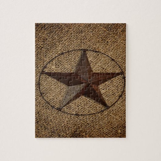 Western Country Rustic Burlap Primitive Texas Star Puzzle (Vertikal)