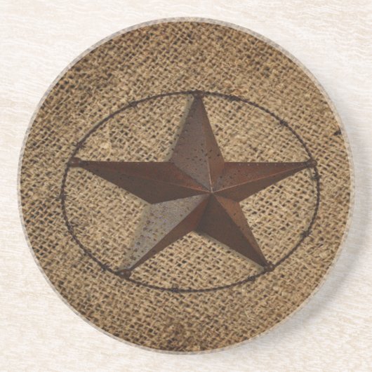 Western Country Rustic Burlap Primitive Texas Star Untersetzer (Vorne)