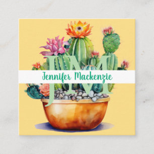 Western Country succulent Cacti Cactus Quadratische Visitenkarte