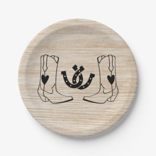 Western Country Wedding Rustic Cowboy Wood Pappteller