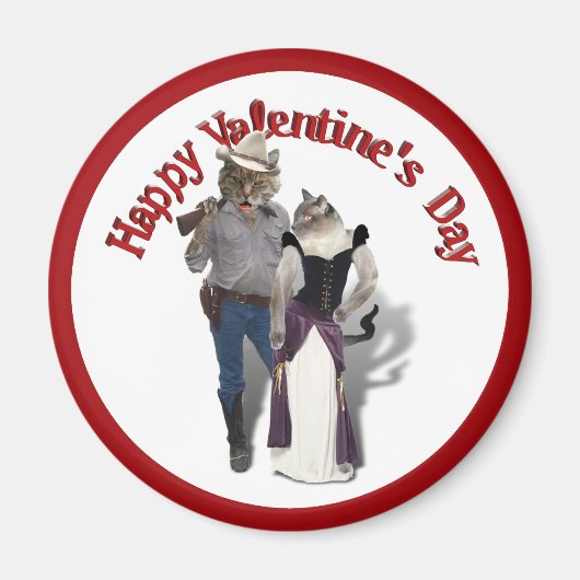 Western Couple Cowboy Cat Magnet (Vorne)