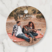 Western Couple Foto Wedding Geschenkanhänger (Vorderseite)