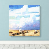 Western "Covered Wagons" Art von NC Wyeth Leinwanddruck (Insitu (Holzboden))
