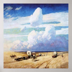 Western "Covered Wagons" Art von NC Wyeth Poster