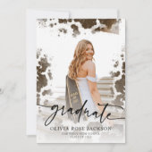 Western Cow Print Foto Graduation Party Einladung (Vorderseite)