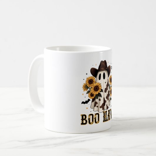 Western Cow Spot Spooky Ghost Boo Haw Kaffeetasse (Vorderseite Links)