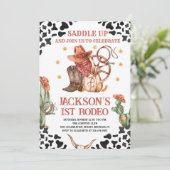 Western Cowboy 1. Rodeo Geburtstagsparty Einladung (Stehend Vorderseite)
