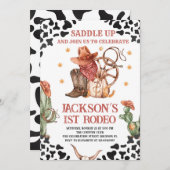 Western Cowboy 1. Rodeo Geburtstagsparty Einladung (Vorne/Hinten)