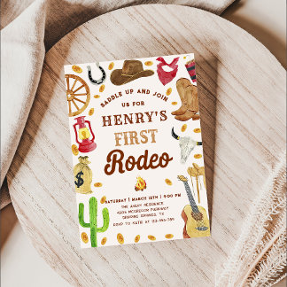 Western Cowboy 1. Rodeo Geburtstagsparty Einladung