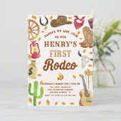 Western Cowboy 1. Rodeo Geburtstagsparty Einladung (Stehend Vorderseite)
