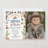 Western Cowboy “1st Rodeo” Birthday Invitation Einladung (Vorderseite)