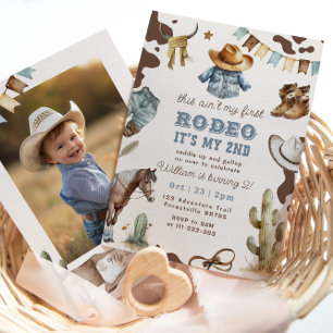 Western Cowboy 2. Rodeo Foto Geburtstagsfeier Einladung