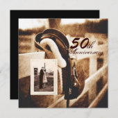 Western Cowboy 50. Hochzeitstag Einladung (Vorne/Hinten)