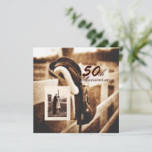 Western Cowboy 50. Hochzeitstag Einladung (Stehend Vorderseite)