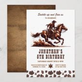 Western Cowboy 5. Rodeo Geburtstag Einladung (Vorne/Hinten)