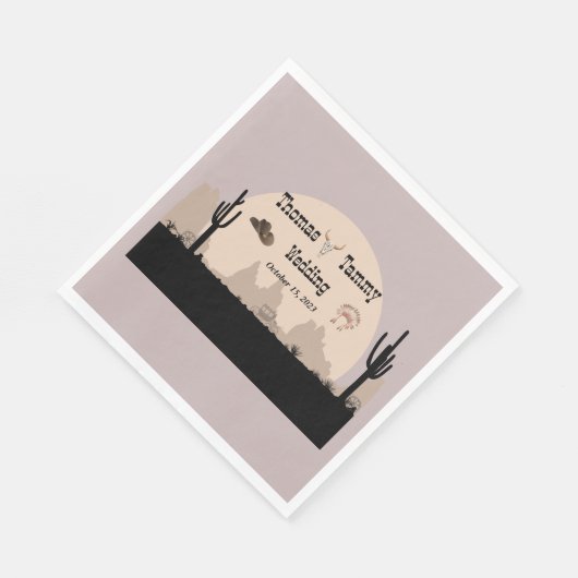 Western Cowboy & Amerikanischen Ureinwohners Hochz Serviette (Ecke)