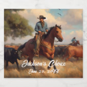 Western Cowboy and Bay Horse Bierflaschenetikett (Einzelnes Label)