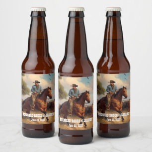 Western Cowboy and Bay Horse Bierflaschenetikett