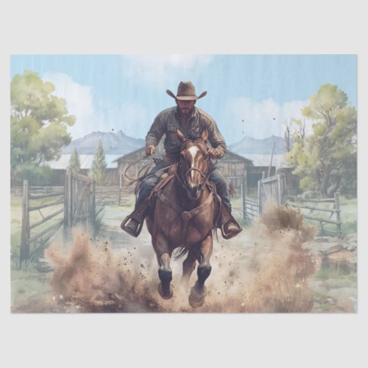 Western Cowboy Aquarell Seidenpapier (Vorderseite)