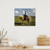 Western Cowboy auf Palomino Pferd Poster (Küche)
