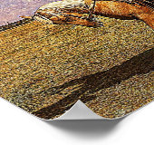 Western Cowboy auf Palomino Pferd Poster (Ecke)