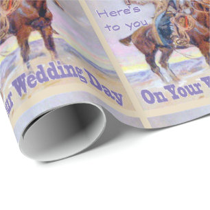 Western Cowboy auf Pferd Hochzeits Toast Geschenkv Geschenkpapier