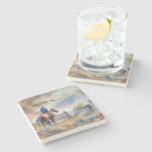 Western Cowboy auf Pferd Steinuntersetzer (Seitenansicht)