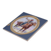 Western-Cowboy auf Pferd und dem Halten eines Fliese (Seite)