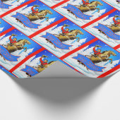 Western-Cowboy auf Pferdefrohen Weihnachten Geschenkpapier (Ecke)